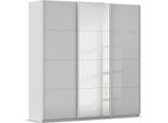 Schwebetürenschrank OTTO HOME "Kleiderschrank Kleiderschränke Schrank Garderobe AGORDO mit Glasfront", grau (seidengrau, glas seidengrau), B:203cm H:210cm T:62cm, Holzwerkstoff, Schränke, Schwebetürenschrank, durchdachte Innenausstattung, in 4 Breiten und 2 Höhen MADE IN GERMANY