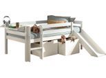 Spielbett VIPACK "Pino, Kiefer massiv, mit Rolllattenrost, 2 Rollboxen, Made in Europe", weiß, B:175cm H:83cm L:207,6cm, Betten, Spielbett, wahlweise mit oder ohne Hängeregal, 2 Farben zur Auswahl