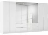Drehtürenschrank OTTO HOME "Kleiderschrank Schrank Garderobe AGORDO mit Dekor- oder Hochglanzfront", weiß (alpinweiß, hochglanz weiß), B:360cm H:229cm T:54cm, Holzwerkstoff, Schränke, Drehtürenschrank, mit Außenschubkästen, in 7 Breiten und 2 Höhen MADE IN GERMANY