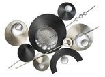 Wanddekoobjekt LOCKER "Wandbild Kreise/Spiegel", schwarz, B:114cm H:5cm T:66cm, Metall, Wanddekoobjekte, Wanddekoobjekt