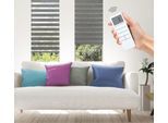 Elektrisches Rollo GOOD LIFE "Wood - SMART HOME" Gr. 5, grau (anthrazit, weiß, weiß), B:80cm H:150cm, Kunststoff, Metall, Polyester, Rollos, Elektrisches Rollo, mit Fernbedienung
