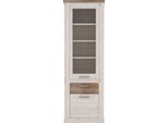Vitrine FORTE "Duro", weiß (pinie weiß, eiche antik), B:71,2cm H:212cm T:41,3cm, Dekorfolie, FSC-zertifizierter Holzwerkstoff, Schränke, Vitrine, Höhe 212 cm, Glasvitrine mit Schublade, im Landhausstil