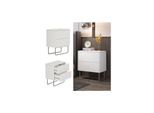 Vicco Nachtschrank Calvin, Weiß 45 x 50 cm, moderner Nachttisch mit 2 Schubladen, Nachtkommode