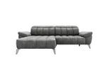 Xora Ecksofa, Dunkelgrau, Metall, Textil, 3-Sitzer, Ottomane links, L-Form, Relaxfunktion, seitenverkehrt erhältlich, USB-Anschluss, Wohnzimmer, Sofas & Couches, Wohnlandschaften, Ecksofas
