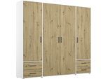 Drehtürenschrank RAUCH "Kleiderschrank Schrank Garderobe Wäscheschrank VOYAGER", weiß (alpinweiß, eiche artisan, griffe graumetallic), B:187cm H:194cm T:53cm, Holzwerkstoff, Schränke, Drehtürenschrank, mit 2 modernen Griffvarianten, mit Außenschubladen MADE IN GERMANY