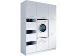 Mehrzweckschrank-Set LAUNDREEZY "Laundreezy, 6-tlg. Mehrzweckschrank-Set B/H/T 168/238/68 cm", weiß (weiß matt), B:168cm H:238cm T:68cm, Holzwerkstoff, Kastenmöbel-Sets, Mehrzweckschrank-Set, Breite 168 cm, Soft-Close-Funktion, höhenverstellbare Füße