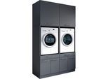 Mehrzweckschrank-Set LAUNDREEZY "Laundreezy, 4-tlg. Mehrzweckschrank-Set B/H/T 135/238/68 cm", grau (anthrazit matt), B:135cm H:238cm T:68cm, Holzwerkstoff, Kastenmöbel-Sets, Mehrzweckschrank-Set, Breite 135 cm, Soft-Close-Funktion, höhenverstellbare Füße