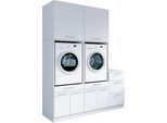 Mehrzweckschrank-Set LAUNDREEZY "Laundreezy, 5-tlg. Mehrzweckschrank-Set B/H/T 186/238/68 cm", weiß matt, B:186cm H:238cm T:68cm, Holzwerkstoff, Kastenmöbel-Sets, Mehrzweckschrank-Set, Breite 186 cm, Soft-Close-Funktion, höhenverstellbare Füße