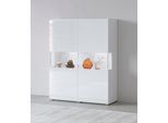 Highboard OTTO HOME "Toledo,Breite 121,5 cm, trendige Hochkommode mit 2 Türen", weiß (weiß matt, weiß hgl), B:121,5cm H:152,5cm, Sideboards, Highboard, Hochschrank mit Glas-Partien,stylische Hochglanzfronten