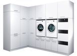 Mehrzweckschrank-Set LAUNDREEZY "Laundreezy, 12-tlg. Mehrzweckschrank-Set B/H/T 285/238/68 cm", weiß matt, B:285cm H:238cm T:68cm, Holzwerkstoff, Kastenmöbel-Sets, Mehrzweckschrank-Set, Breite 285 cm, Soft-Close-Funktion, höhenverstellbare Füße