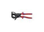 KNIPEX 95 31 250 Kabelschneider (Ratschenprinzip) mit Mehrkomponenten-Hüllen schwarz lackiert 250 mm)