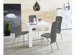 Essgruppe OTTO HOME "LynnNico", grau (weiß, grau), B:80cm, Sitzmöbel-Sets, Essgruppe, Set: Esstisch 80 x 80 cm und 4 Stühle mit pflegeleichtem Kunstleder