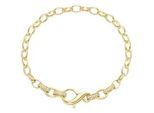 Armband "Ankerkette mit Zirkonia, Silber 925", gold, GIORGIO MARTELLO MILANO, Armbänder, Damen, 19cm, Silber 925 (Sterlingsilber), Armband