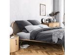 Bettwäsche WOLKENFELD "Wolkenfeld Sommer Bettwäsche Mako-Satin Baumwolle", grau (anthrazit), B/L: 155cm x 200cm, 1 Stk., 1 Stk., Mako-Satin, B/L: 80cm x 80cm, 2 Stk., Mako-Satin, Obermaterial: 100% Baumwolle, Bettwäsche, Bettwäsche, 135x200 cm, 155x220 & Übergrößen I inkl. Kissenbezüge 80x80