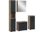 Badezimmer-Set WELLTIME, schwarz (nox oak nb, sschwarz matt), B:150cm H:185cm T:30cm, Holzwerkstoff, MDF, Kastenmöbel-Sets, Bad-Kombination, Bad-Möbel, Badezimmer, Kombination, Kombi
