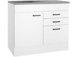 Spülenschrank OPTIFIT "OPTImulti", weiß, weiß, B:100cm H:88cm T:60cm, Holzwerkstoff, Schränke, Spülenschrank, Breite 100 cm, mit 1 Tür, 2 Schubkästen, 1 Auszug