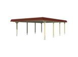 Doppelcarport SKANHOLZ "Wendland", beige (natur), B/H/T: 630cm x 216cm x 879cm, Carports, mit Aluminiumdach, rote Blende