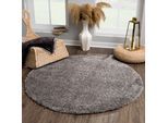 Hochflor-Teppich SANAT "Porto", grau (dunkelgrau), H:45mm Ø:150cm, Kunstfaser, Teppiche, Wohnzimmer, Langflor, Shaggy Teppich