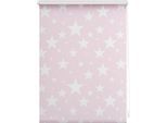 Seitenzugrollo LICHTBLICK ORIGINAL "Rollo Klemmfix, ohne Bohren, blickdicht, Sterne", rosa (rosa, weiß), B:60cm H:150cm, Polyester, Rollos, Seitenzugrollo