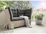Gartenlounge-Bank DESTINY "PALMA", weiß (vintage weiß), B:152cm H:83cm T:78cm, Polyrattan, Sitzbänke, Gartenlounge-Bank, Aluminium, Polyrattan, 2´er Bank, inkl. Auflagen