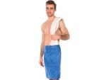 Sarong FRAMSOHN FROTTIER "Saunakilt Herren", blau (azur), L:60cm, Frottier, Hausmäntel, Sarong, hergestellt in Österreich, Dehnbund & Druckknöpfe variabel verstellbar