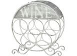 Flaschenhalter AMBIENTE HAUS "Wein-Flaschenständer - rund in Antikweiß", weiß, B:31cm H:33cm, Schmiedeeisen, Flaschenhalter, Flaschenhalter