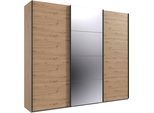 Kleiderschrank WIMEX "Mugano, Made in Germany, Lieferung bis in Deine Etage und Stellort", schwarz (artisan, eiche nachbildung, griffe schwarz), B:270cm H:236cm T:65cm, Holzwerkstoff, Schränke, Kleiderschrank, 3 Schwebetüren, große Größen, mit oder ohne Spiegel, Metallgriffe