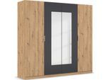 Drehtürenschrank RAUCH "Monza", grau (eiche artisan, graumetallic), B:226cm H:210cm T:54cm, Holzwerkstoff, Schränke, Drehtürenschrank, in trendigen Farbkombinationen, mit viel Stauraum