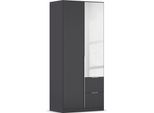 Drehtürenschrank OTTO HOME "Kleiderschrank Schrank Garderobe AGORDO mit Dekor- oder Hochglanzfront", grau (graumetallic), B:91cm H:210cm T:54cm, Holzwerkstoff, Schränke, Drehtürenschrank, mit Außenschubkästen, in 7 Breiten und 2 Höhen MADE IN GERMANY