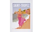 Bild KOMAR "Vintage Travel Saint-Tropez", bunt (farbe bild(er): bunt), B:50cm H:70cm, Holz, Papier, Bilder, Bild, Wandbild zur Dekoration - ohne Rahmen