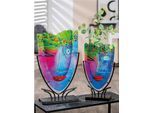 Bodenvase CASABLANCA BY GILDE "Designvase Face "Twinkle", bunt, B:30cm H:49cm T:10,5cm, Glas, Metall, Vasen, Bodenvase