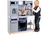 Spielküche KLEIN "Miele Küche Family", bunt (grau, weiß, schwarz), Spielküchen, KinderB:83,5cm H:101cm T:30cm, Holz, Spielküche, mit Licht- und Sound, B:83,5cm H:101cm T:30cm