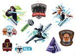 Wandtattoo KOMAR "Clone Wars Badges - Größe 100 x 70 cm", bunt, B:100cm H:70cm, Folie, Wandtattoos, Wandtattoo, selbstklebend, Wandsticker, Kinderzimmer