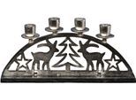 Adventsleuchter CREATIV HOME "Weihnachtslandschaft für 4 Stabkerzen", silber, B:35cm H:17cm T:2cm, Kerzenhalter, Adventsleuchter, im modernen Design