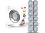 B.K.LICHT LED Einbauleuchte "12er Set Einbaustrahler, Schwenkbare Deckenspots, flache Spots", silber (silberfarben), 12, Ø 8,2cm H: 3cm, 12 Stk., Leuchten, 3.000K, 400Lm, 4,8W, Kunststoff, 8,2 x 3 cm, Nickel, LED Einbauleuchte