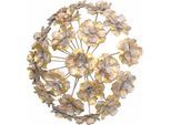 Wanddekoobjekt, gold, T:14cm Ø:28cm, Metall, HOFMANN LIVING AND MORE, Wanddekoobjekte, Wanddekoobjekt, Wanddekoration aus Metall, rund, Motiv Blumen