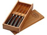 Steakmesser RÖSLE, silber (schwarz, silberfarben), 4 Stk., Klingenstahl, Essmesser, Steakmesser, 4 Steakmesser mit Klinge aus Klingenspezialstahl, inkl. Holzbox, Topseller
