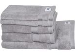 Handtuch Set "Cuddly", grau, 5 Stk., Frotteevelours, Frotteevelours, Obermaterial: 100% Baumwolle, SCHÖNER WOHNEN-KOLLEKTION, Handtücher, Handtuch Set, schnell trocknende Airtouch-Qualität