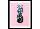 Bild QUEENCE "Ananas", bunt (farbe rahmen: schwarz, farbe bild(er): bunt), B:30cm H:40cm T:3cm, Acrylglas, Holz, Papier, Bilder, Bild, HD Premium Poster-Druck inkl. Holzrahmen