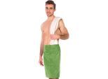 Sarong FRAMSOHN FROTTIER "Saunakilt Herren", grün (moosgrün), L:60cm, Frottier, Hausmäntel, Sarong, hergestellt in Österreich, Dehnbund & Druckknöpfe variabel verstellbar
