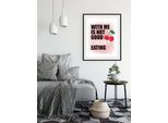 Bild QUEENCE "CHERRY", rot (farbe rahmen: schwarz, farbe bild(er): rot, schwarz), B:40cm H:50cm, Acrylglas, Holz, Papier, Bilder, Bild, HD Premium Poster-Druck inkl. Holzrahmen