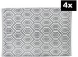 Badematte DONE. "DAILY SHAPES Ethno 4er-Set", silber (silberfarben), H:5mm, Baumwolle, Badematten, Badematte, Badvorleger aus 100% Baumwolle, Jacquardgewebt