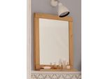 Badspiegel HOME AFFAIRE "Olso", beige (natur gebeizt, gewachst), B:55cm H:65cm T:12cm, Massivholz, Spiegel, Badspiegel, mit Ablage
