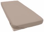 Spannbettlaken PRIMERA "Mako-Feinjersey Spannbetttuch", grau (taupe), B:90cm L:200cm, Mako-Jersey, Obermaterial: 100% Baumwolle, Bettlaken, Spannbettlaken, Geeignet für Standardmatratzen bis 22 cm, 100% Baumwolle