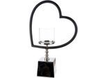 Windlicht GILDE "Windlicht Herz Te quiero schwarz; silberfarben", silber (schwarz, silberfarben), B:33cm H:49cm T:11cm, Aluminium, Glas, Kerzenhalter, Windlicht