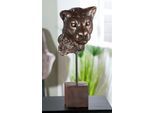 Dekofigur CASABLANCA BY GILDE "Leopard Antique", braun (bronzefarben), B:19,5cm H:46cm T:19,5cm, Kunstharz, Dekofiguren, Dekofigur