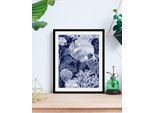 Bild QUEENCE "Markus", blau (farbe rahmen: schwarz, farbe bild(er): blau), B:30cm H:40cm, Acrylglas, Holz, Papier, Bilder, Bild, HD Premium Poster-Druck inkl. Holzrahmen