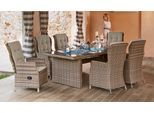 Garten-Essgruppe MERXX "Riviera", beige (natur), Obermaterial: 70% Baumwolle, 30% Polyester. Füllung: 100% Polyurethan, Sitzmöbel-Sets, Garten-Essgruppe, Polyrattan, Stahl, inkl. Auflagen, geeignet für 6 Personen