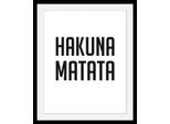 Bild QUEENCE "Hakuna Matata", schwarz (farbe rahmen: schwarz, farbe bild(er): schwarz), B:30cm H:40cm T:3cm, Acrylglas, Holz, Papier, Bilder, Bild, HD Premium Poster-Druck inkl. Holzrahmen