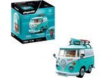Konstruktions-Spielset PLAYMOBIL "PLAYMOBIL X Volkswagen T1 Camper (71857), Cars", türkis, Spielbausteine, Kinder, Kunststoff, Konstruktions-Spielset, Made in Europe